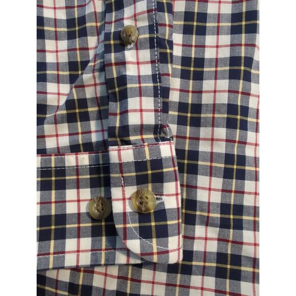 L.L.Bean Men's Wrinkle Resistant Kennebunk Red/Navy/Yellow/White Lng-Sleeve Sz M - Picture 2 of 7